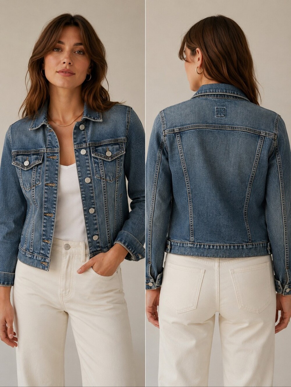💙🧥✨ Gap Jeans Vintage Y2K Denim Jacket Trucker Medium Wash Fitted Stretch Sz S
